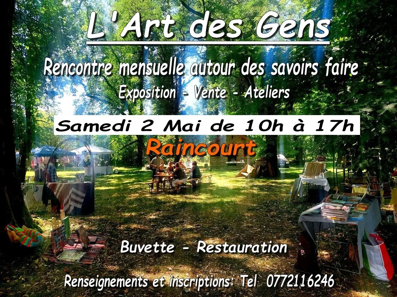 Affiche de l'événement L’Art des Gens à Raincourt le 2 mai 2026, exposition d’artistes et artisans dans le parc du Château de Boret en Haute-Saône